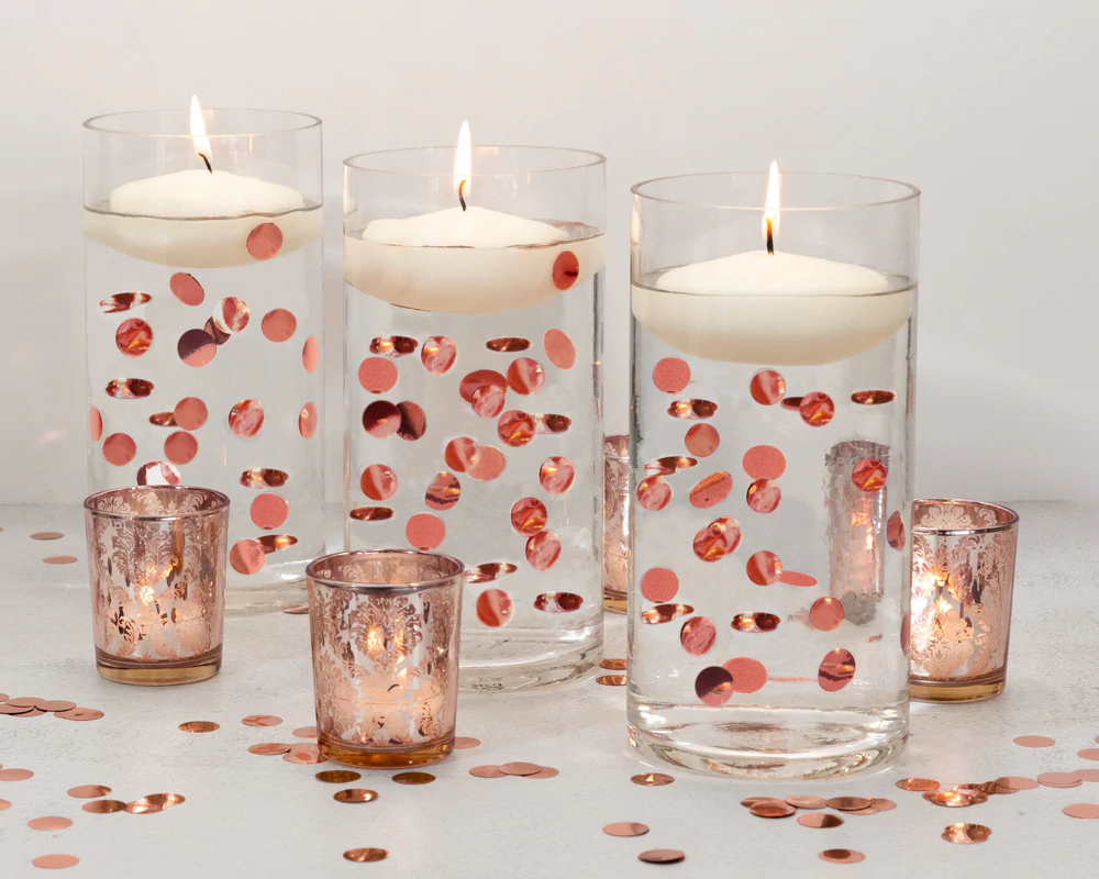 Confettis flottants métallisés blanc irisé avec option guirlande lumineuse - décorations de vase et dispersion de table