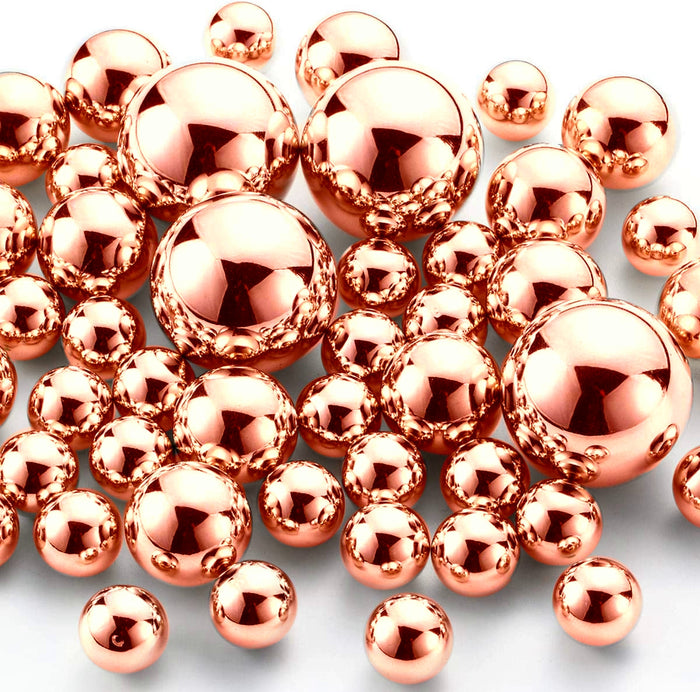 Perles flottantes métalliques en or rose - Avec option guirlande lumineuse - Tailles jumbo et assorties - Décorations de vase