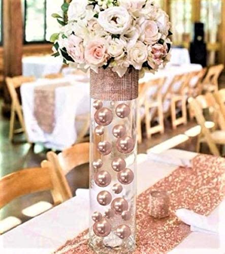 Perles "flottantes" en or rose clair - Décorations de vase sans trou Jumbo/Tailles assorties