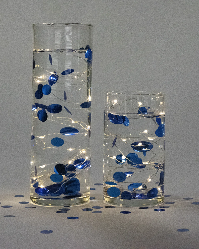 קונפטי צף טורקיז מתכתי - רובין ביצת כחול עם אפשרות לאורות פיות - קישוטי אגרטל ופיזור שולחן