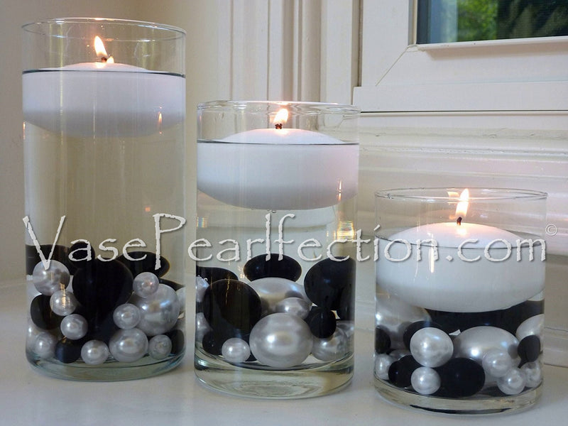 Perlas negras "flotantes" - Decoraciones de jarrón Jumbo/varios tamaños sin agujeros