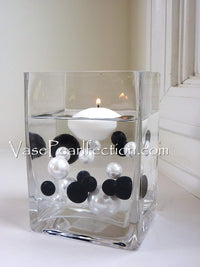 "Floating" Black & White Pearls - No Hole Jumbo/Assorted Sizes Vase Decorations