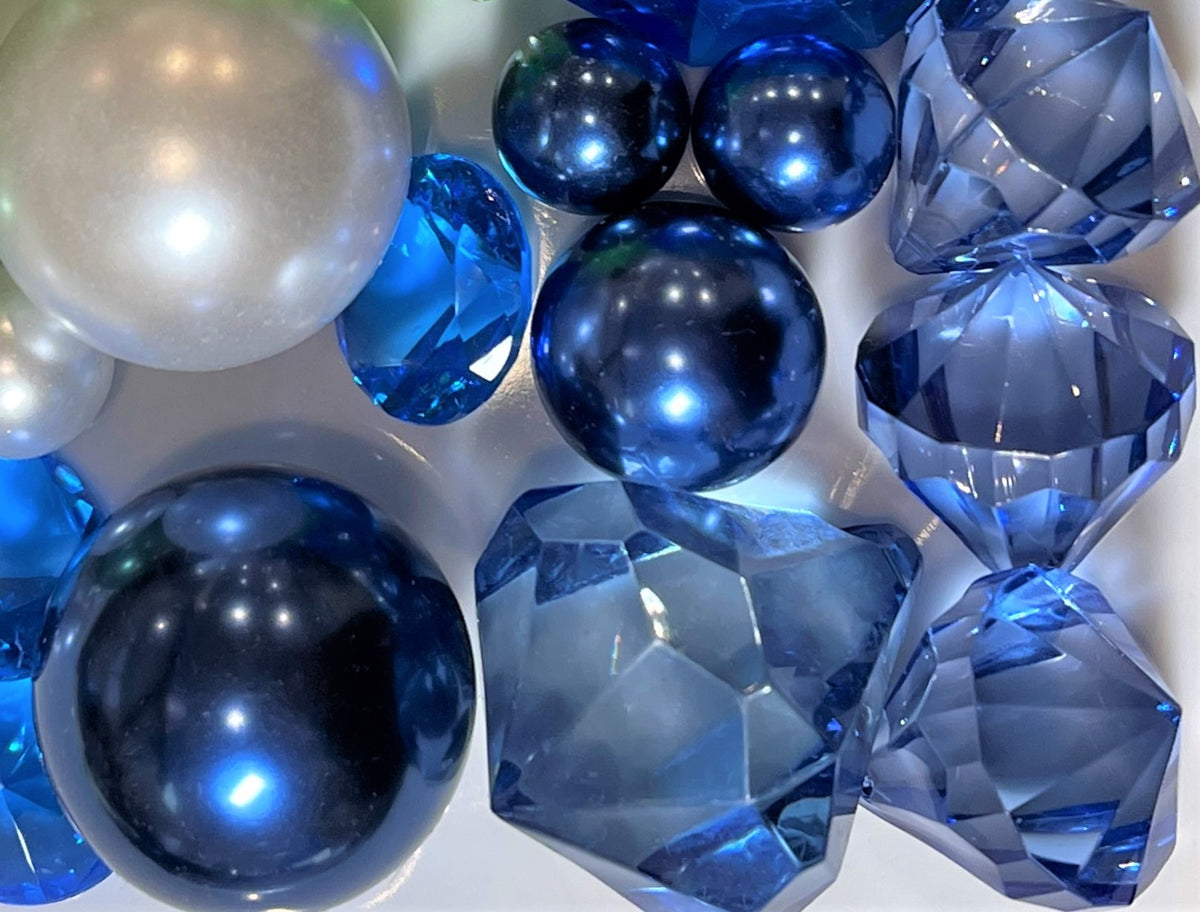 Gemas de cristal brillante azul marino - 1.5"- 1"