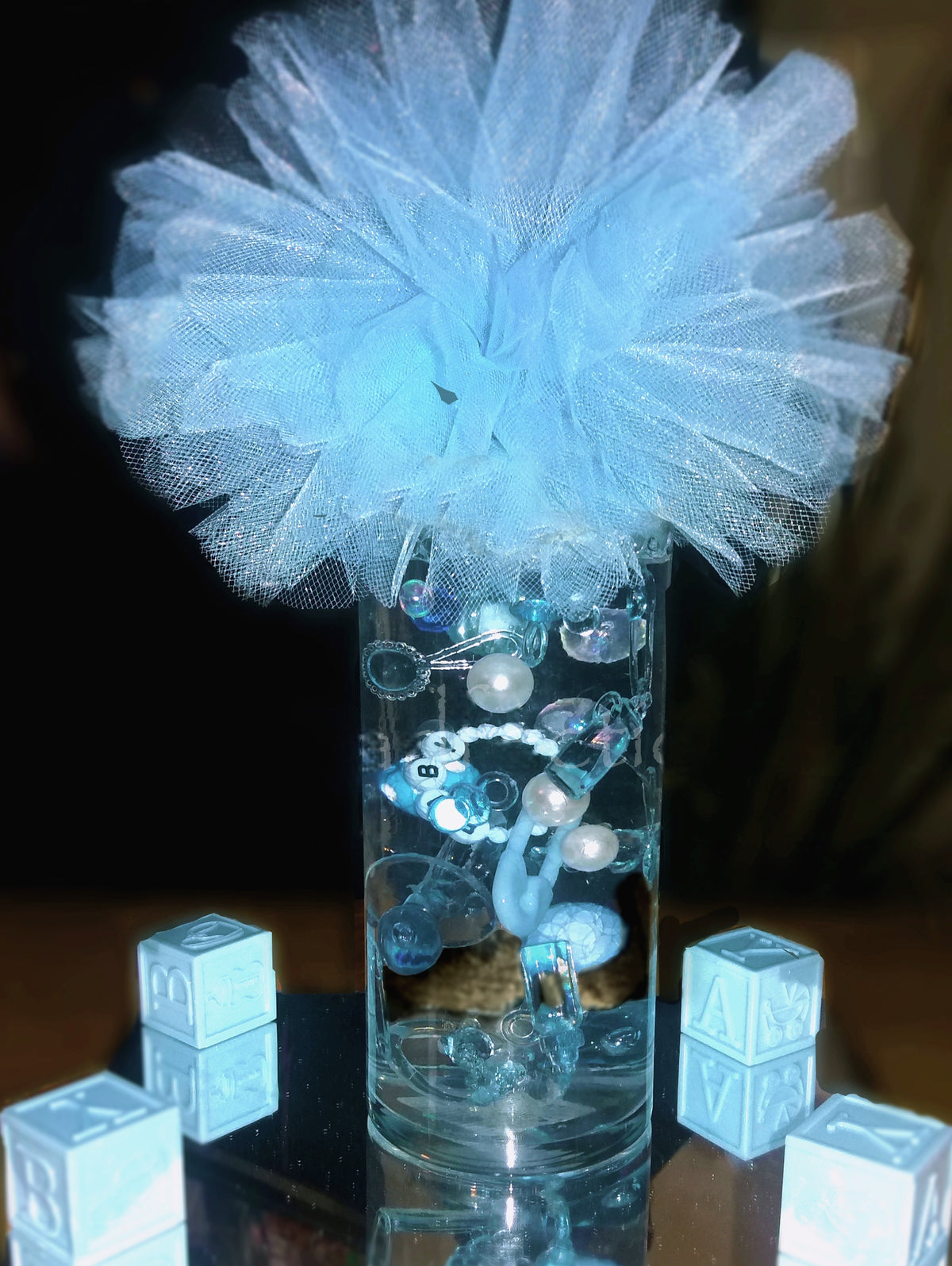 Floating Blue Baby Shower Centerpiece Decorations - Fills 1 GL for your vases - Including  Must Have Transparent Gels kit for the Floating Effect!
