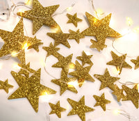 Estrellas de brillo dorado "flotantes" con opción de luces de hadas - Decoraciones de jarrones - Dispersión de mesa
