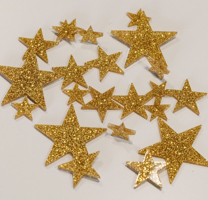 Étoiles scintillantes dorées "flottantes" avec option guirlande lumineuse - Décorations de vase - Dispersion de table