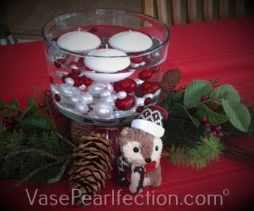 120 „schwebende“ rote und weiße Perlen mit funkelnden Edelsteinakzenten – kein Loch Jumbo/verschiedene Größen Vasendekorationen und Tischstreuer