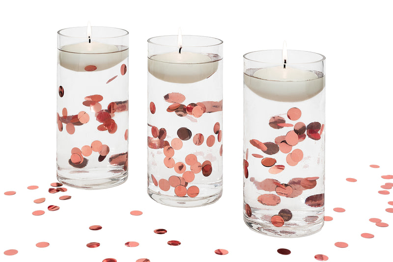 Schwebendes Konfetti in Metallic-Pink mit optionaler Lichterkette – Vasendekorationen und Tischstreuer