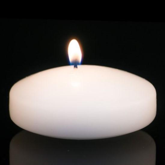 3" White Floating Candle, Set of 4 Candles-Unscented.