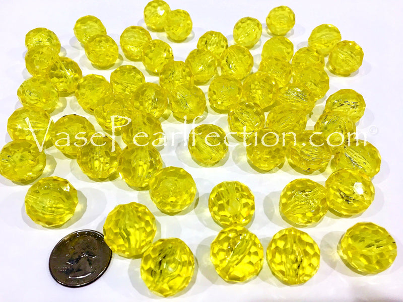 Bright Yellow Sparkling Round Gems - Vase Decorations and Table Scatter